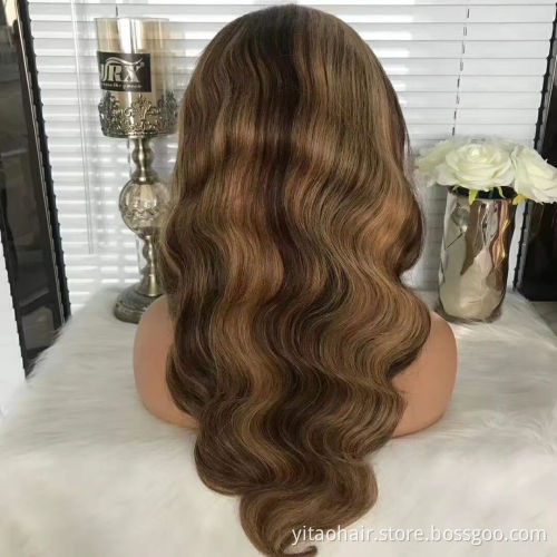 wholesale price piano color  Synthetic Hair Wigs With Highlights  Pre-Plucked Big Factory Stock